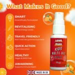 Kids Vitamin D Spray for Energy and Immune Support | Fast-Absorbing 13 Essential Minerals, B, C, E, A and Vitamin D3 and K2 | Kids Multivitamin VIT D Spray | Orange | 21ml | LOVE PUFF - Image 3