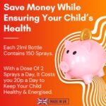 Kids Vitamin D Spray for Energy and Immune Support | Fast-Absorbing 13 Essential Minerals, B, C, E, A and Vitamin D3 and K2 | Kids Multivitamin VIT D Spray | Orange | 21ml | LOVE PUFF - Image 6