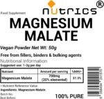 50g Magnesium Malate Powder - 20% Elemental Magnesium - 100% Pure - Free from fillers, Binders & Bulking Agents (50g) - Image 3