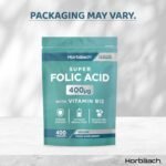 Folic Acid Tablets 400mcg | 400 Count (1+ Year Supply) | with Added 5mcg of Vitamin B12 Cyanocobalamin | Pregnancy Support | Suitable for Vegans | by Horbaach - Image 5