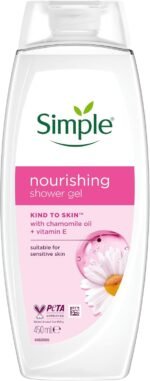 Simple Kind to Skin Nourishing Body Wash Shower Gel with vitamins and natural geranium oil for gentle skin care 450 ml, Pack of 6 - Image 3