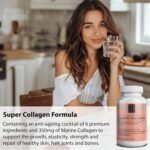 Hydrolysed Marine Collagen Complex | 60 Tablets | Hyaluronic Acid, Vitamin C, Vitamin E, Copper & Biotin | Super Strength Type 1 Collagen Supplement for Skin, Hair, Nails, Bones & Joints | Grounded UK - Image 4