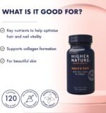 Higher Nature - Nails & Hair - Contains Zinc, Biotin & Collagen - Supports Beautiful Skin - 120 Capsules - Image 3