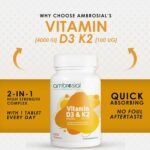 Ambrosial Vitamin D3 & K2 Tablets 4000IU Vitamin D3 + 100µg Vitamin K2 MK-7 for Healthy Bones, Muscles, and to Support The Immune System - 120 Tablets - Image 4