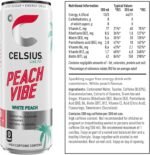 CELSIUS Peach Vibe - Sparkling Natural Energy Drink, 7 Vitamins, Caffeine, No Artificial Colours, Sugar Free Energy Drinks, Peach, 355 mL, 12-Pack - Image 3