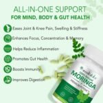 Moringa Leaf Capsules 800mg, Moringa Powder Capsules Supplement Supports Energy, Joint & Immunity & Gut Health, Overall Vitality, Pure Vegan Extract Non-GMO (60pcs) - Image 4