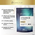 Vitamin B1 Thiamin 100mg Tablets | 100 Count (3+ Months Supply) | High Strength VIT B1 Thiamine Supplement | No Artificial Preservatives | by Carlyle - Image 3