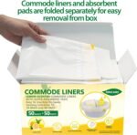 Commode Liners with Absorbent Pads for Bedside Commode, 50 Lemon Scented Bedside Commode Liners and 50 Commode Pads, Commode Toilet ＆ Camping Toilet Bags - Image 4