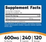 Nutricost Alpha Lipoic Acid 600mg Per Serving, 240 Capsules - Gluten Free, Vegetarian Capsules, Soy Free & Non-GMO - Image 3
