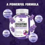 Creatine Gummies - 4000mg Creatine with Calcium, Magnesium & Potassium, Strength, Endurance & Muscle Growth Supplement (60 Gummies) - Image 3
