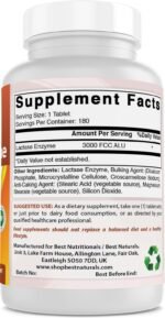 Best Naturals, Fast Acting Lactase Enzyme, 3000 FCC ALU, 180 Tablets (180 Count (Pack of 1)) - Image 3