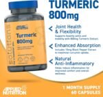 Applied Nutrition - Solutions - Turmeric and Black Pepper Capsules - 800mg Turmeric with 5% Curcuminoids & 95% Piperine, Enhanced Absorption, Halal, Supports Joint Health (60 Capsules – 30 Servings) - Image 3