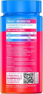 Wellgard Vegan Calcium Gummies, Phosphorus, Natural Fruity Flavoured, Supports Healthy Bones, Muscles & Teeth, UK Formulated - Image 3