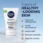 NIVEA MEN Sensitive Face Wash with Zero Percent Alcohol Pack of 6 (6 x 100 ml), Men's Face Wash with Vitamin E, Especially for Sensitive Skin, Men's Skin Care Essentials - Image 3
