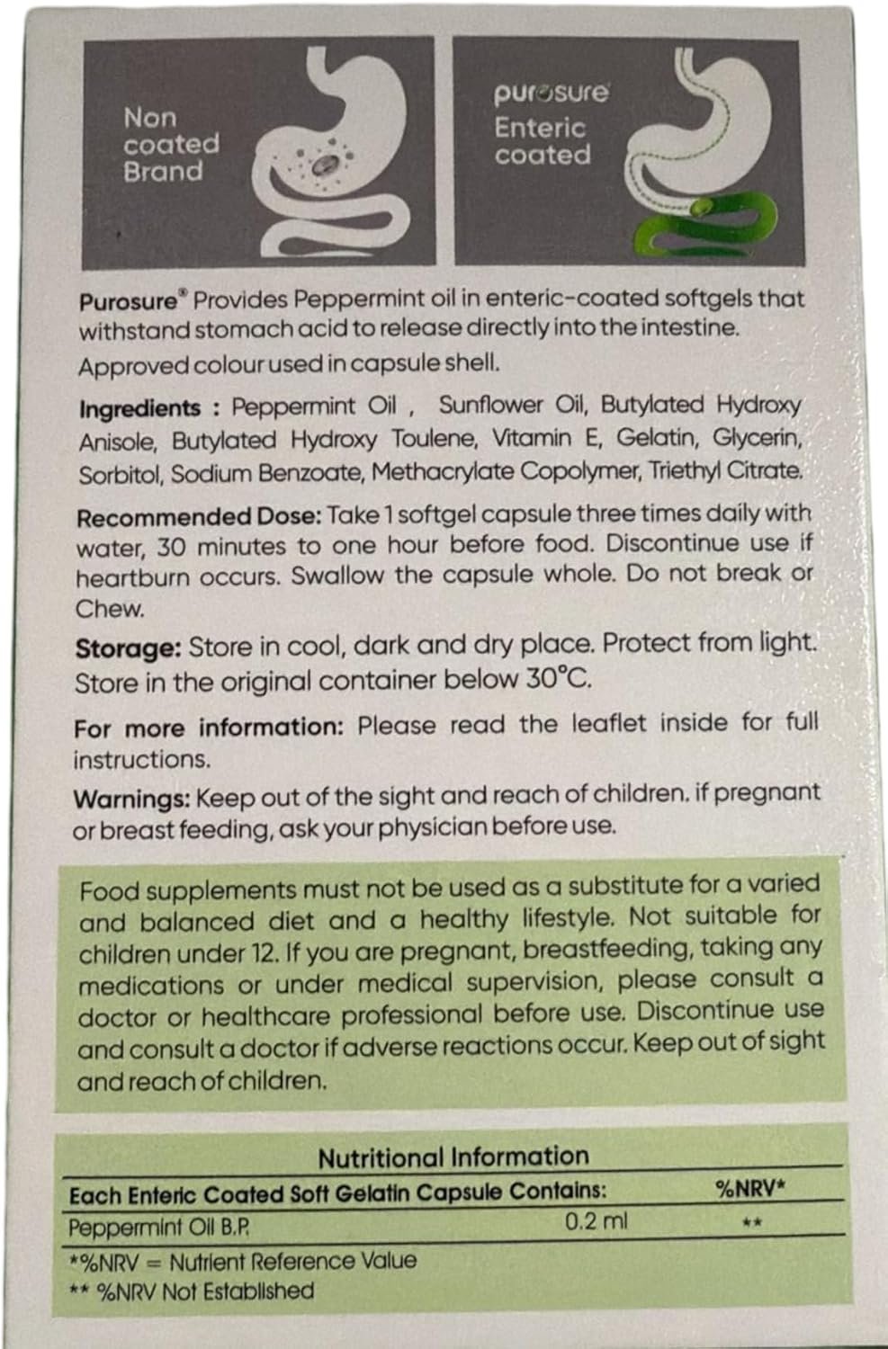 Enteric Coated Peppermint Oil Capsules - 84 Soft Gel Caps (0.2ml Each), Gastro-Resistant Natural Soothing Mint Sealed in Hygienic Blister Strips Supports Healthy Digestion 2 Pack - Image 3