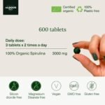 600 Organic SPIRULINA Tablets - 3000mg per Daily Dose - Satiating, Detox, 100% Natural Energy Tablets - Spirulina Powder, Immune System Booster - Rich in Protein, Vitamins - Plastic Free, Made in EU - Image 4