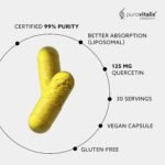 PUROVITALIS Liposomal Quercetin 125mg (500 mg Equivalent), 99% Purity, High Bioavailability, Antioxidant and Immune Support Supplement, 1-Month Supply (30 Vegan Capsules) - Image 4
