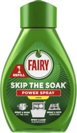 Fairy Skip the Soak Dish Spray Kit Lemon, Trigger + 4x500ml Refill. 100% Grease Removal for Dishes & Surfaces. - Image 3