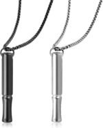 2 Pcs Breathlace Sensory Necklace for Mindful Breathing - Anxiety Relief Whistle Pendant with Stainless Steel Chain, Silent Meditation Tool for Focus & Stress Management (Black/Silver) - Image 2