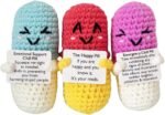 3 Pcs Crochet Stress Relief Pill, Handmade Emotional Support Toy for Adults, Office Desk Decor Gift for Women Men, Anxiety Comfort Care Package for Friends Coworkers - Image 2