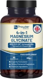 4-in-1 Magnesium Glycinate Added with KSM-66 Ashwagandha, Turmeric and Vitamin B6 | 90 Vegan Capsules | 4,001 mg per Serving | Easy to Swallow Capsule | GMO & Gluten Free | Premium Quality by Prowise - Image 2