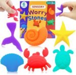 6pcs Textured Worry Stones,Sensory Fidget Toys,Ocean Animal Emotional Support Toys Special Needs Stress Autism Anxiety Relief Learning Gift Toys Toddler Kids Adults Classroom - Image 2
