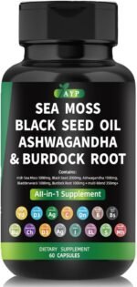 AYP Sea Moss Bladderwrack Black Seed Oil Ashwagandha Burdock Root Capsules Multi Blend Supplement + Multi Vitamin Turmeric Manuka Honey Elderberry Chlorophyll - Image 2