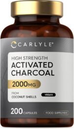 Activated Charcoal Capsules 2000mg | High Strength Activated Charcoal Powder from Coconut Shells | 200 Vegan Tablets | by Carlyle - Image 2