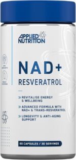Applied Nutrition NAD+ Resveratrol 500mg per Serving with Vitamin C, Cellular Health, Energy and Healthy Aging Support, Antioxidant Supplement, 60 Capsules (30 Servings) - Image 2