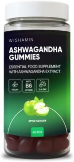 Ashwagandha Gummies by Wishamin – Ashwagandha Extract & Vitamin B6 – Apple Flavour – Vegan, Mind & Energy Support, Supplement for Women & Men – 60 Gummies (2 a Day) - Image 2