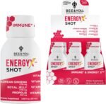BEE and You Energy X Shot, 12 Pack, Korean Red Ginseng, Royal Jelly, Propolis, Caffeine Free Energy Drink, Vitamin C, B3, B6, B12, Immune Support Supplement, Antioxidants, Pomegranate Flavor - Image 2