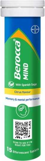 Berocca Mind Effervescent Tablets Including B Vitamins, with Spanish Sage to Support Memory and Mental Performance - 15 Tablets - Citrus Flavour - Image 2