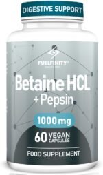 Betaine HCl Pepsin - 1000 mg - 60 Capsules - High Strength for Sensitive Digestion - Clean Betaine Hydrochloride to Support Protein Breakdown - FuelFinity® Superlative Quality - Image 2
