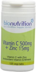 Bio Nutrition Vitamin C 500mg + Zinc 15mg : Antioxidant and Immune Vitamin and Mineral Combination : 125 Vegi Tablets - Image 2