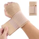 Breathable Wrist Support Brace Splint，2 Pack Elastic Wrist Support with Strap Relieves Wrist Pain, Tendonitis, Sports Use for Men and Women, Right & Left Palm Support（Beige） - Image 2