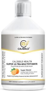 CALIGOLD Health Super Ultra Multivitamins and Minerals - Super Liquid Vitamins Boost Includes Super Greens & Amino Acids in Orange Flavour Daily Supplement - Image 2