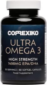 CORREXIKO Ultra Omega 3 Capsules - High Strength 1000mg EPA & 498mg DHA - Aids Skin Hydration to Reduce Fine Lines & Dry, Dehydrated Skin - Supports Joint & Brain Health - 60 Tablets, 1 Month Supply - Image 2