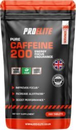 Caffeine 200mg 360 Vegan Tablets | Energy Boost & Exercise Support Pre Workout Weight Loss | Improve Focus & Alertness | Vegan UK Made | Better Than Caffeine Gels Gummies Capsules Pills PROELITE - Image 2