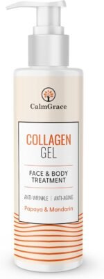 CalmGrace Collagen Gel | Anti-Ageing Collagen Moisturiser | Hydrating Anti Wrinkle Collagen Gel Face & Body Skincare | Non-Greasy Collagen Oil for Face - Papaya and Mandarin (250ml) - Image 2