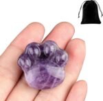 Cat Amethyst Crystals and Healing Stones, Natural Stone for Anxiety Relief, Emotional Balance & Positive Energy, Cat Paw Healing Crystals, Unique Gift for Crystal Cat Lovers (Amethyst) - Image 2