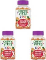 Chewy Vites Kids Immune Support, 60 Kids Vitamins Gummies, High Strength Vitamin D, VIT C, B6, B12, Zinc, Selenium, 2 Months Supply, Real Fruit Juice, Vegan, Age 3 +, Orange Flavour (Pack of 3) - Image 2