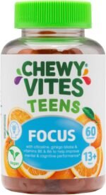 Chewy Vites Teens Focus, 60 Teen Vitamins Gummies with Citicoline, Ginkgo Biloba and Vitamins B5 & B6, 1 Month Supply, Real Fruit Juice, Vegan, Orange Flavour, for Mental and Cognitive Performance - Image 2