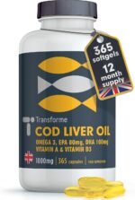 Cod Liver Oil Capsules High Strength 1000mg 365 Omega 3 Softgels, EPA DHA Vitamin A, Vitamin D3, 1 Year Supply, Heart, Brain, Eye Health and Immune System Support, Gluten Free, UK Made, by Transforme - Image 2