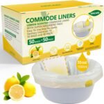 Commode Liners with Absorbent Pads for Bedside Commode, 50 Lemon Scented Bedside Commode Liners and 50 Commode Pads, Commode Toilet ＆ Camping Toilet Bags - Image 2