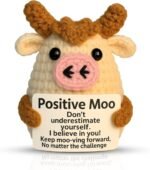 Cow Crochet Plush, Handmade Emotional Support Animal for Anxiety Stress Relief, Positive Desk Decor Gift for Office Home Decoration - Image 2