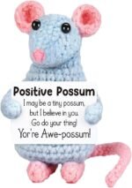 Crochet Opossum Plush, Emotional Support Stuffed Animal for Adults, Cuddly Possum Toy for Stress Relief, Soft Comforting Gift for Anxiety, Desk Decor for Home and Office - Image 2