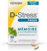 D-STRESS FOCUS 30 tablets | L-Tyrosine, Ginkgo biloba and Vitamin C | Stimulates memory and concentration | Vegan, Gluten free, Soy free, GMO free | Origin France | Laboratoire SYNERGIA - Image 2