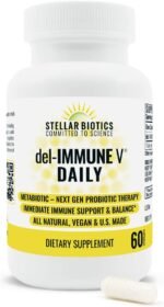 Del-Immune V Daily by Stellar Biotics, All-Natural Immune Support & Gut Health, Immediate Care, Metabiotic: NextGen Probiotic Therapy (60 Caps) - Image 2