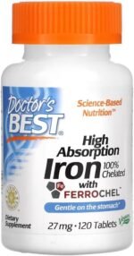 Doctor's Best - High Absorption Iron | High Bioavailability, 27 mg Iron - 120 Tablets - Image 2