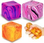 Durable Squishy Cube Squeeze Toys, Stress Cube Fidget Toy for Anxiety Relief, Not Easy to Fall Off Sensory Toys for Boys Girls Age 3+ (3 Pack 5cm Liquid Swirl Design) - Image 2
